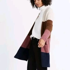 Madewell Stripe Short Walker Cardigan Womens Size M Wool Alpaca Blend Open Front